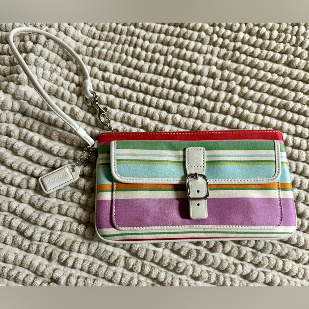 Coach Multicolor Striped Wristlet